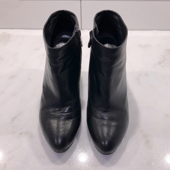Black leather ankle booties